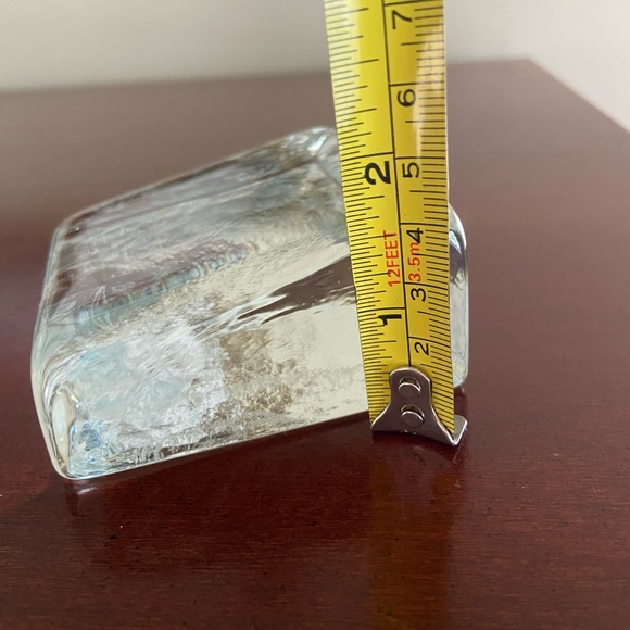 Recycled Glass Clear Wedge Paperweight Etched Lighthouse Blenko - Picture 9 of 9